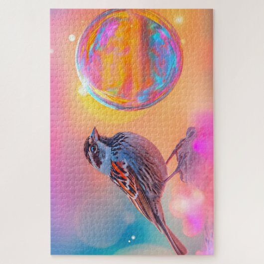 Farbige Sparrow und Regenbogenblase Puzzle (Vertikal)