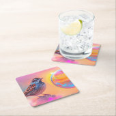 Farbige Sparrow und Regenbogenblase Rechteckiger Pappuntersetzer (Vor Ort)