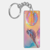 Farbige Sparrow und Regenbogenblase Schlüsselanhänger (Vorderseite links)