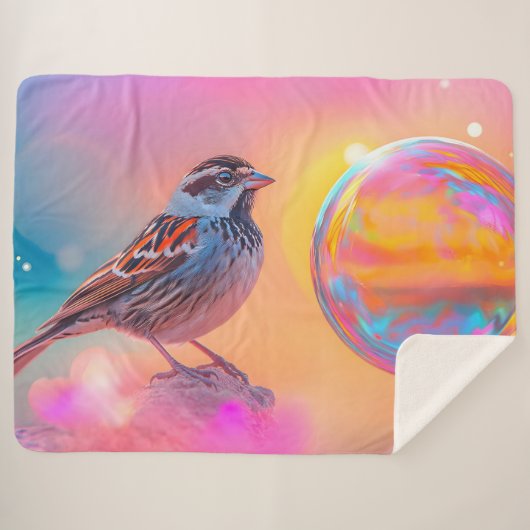 Farbige Sparrow und Regenbogenblase Sherpadecke (Vorderseite (Horizontal))