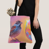 Farbige Sparrow und Regenbogenblase Tasche (Von Nahem)