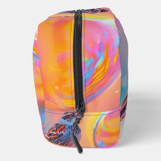 Farbige Sparrow und Regenbogenblase Waschbeutel (Rechts)