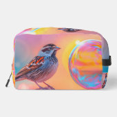 Farbige Sparrow und Regenbogenblase Waschbeutel (Rückseite)