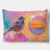 Farbige Sparrow und Regenbogenblase Zubehörtasche (Rückseite)