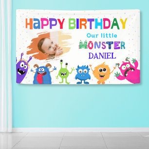 Farbige Spaß-Foto-Little-Monster-Geburtstagsfeier Banner