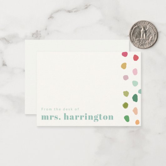 Farbige, spielerische Lehrer-Flat-Notizkarte Mitteilungskarte (Vorderseite/Rückseite Beispiel)