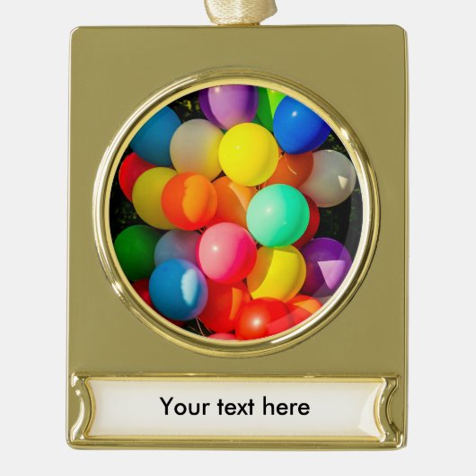 Farbige Spielzeugballoons Banner-Ornament Gold (Vorderseite)