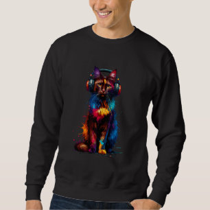 Farbige Splash Art Kopfhörer Havana Brown Sweatshirt