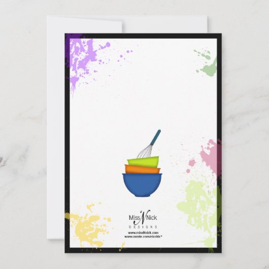 Farbige Splash Cooking Einladung (Rückseite)