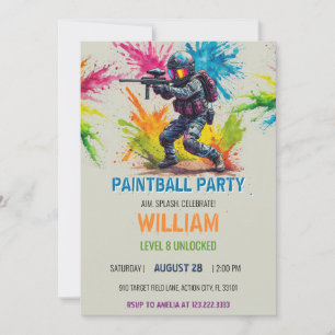 Farbige Splat-Paintball-Party zum Geburtstag für J Einladung
