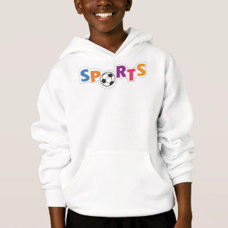 Farbige Sporttextgestaltung mit einem Fußball Hoodie