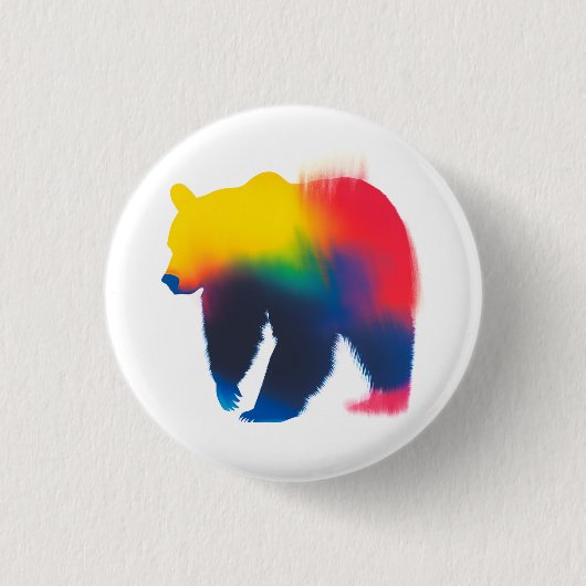 Farbige Spray-Paint-Bären-Silhouette Button (Vorderseite)