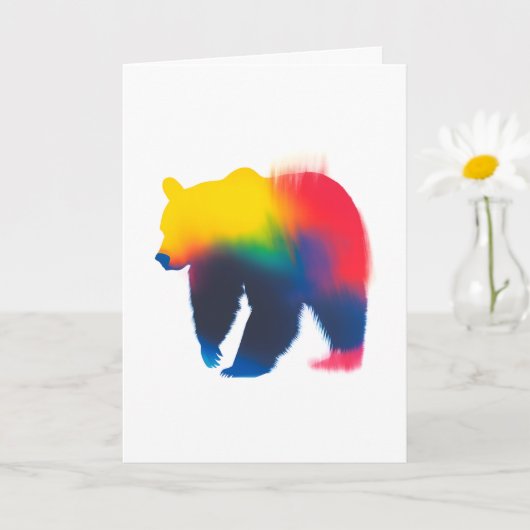 Farbige Spray Paint Bear Silhouette Karte (Kleine Pflanze)