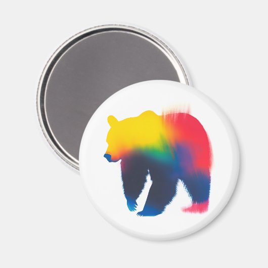 Farbige Spray Paint Bear Silhouette rund Magnet (Vorderseite/Rückseite)