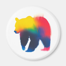 Farbige Spray Paint Bear Silhouette rund Magnet