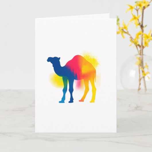 Farbige Spray Paint Camel Silhouette Karte (Gelbe Blume)