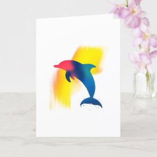 Farbige Spray Paint Dolphin Silhouette Karte
