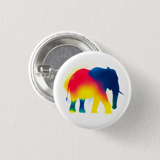 Farbige Spray Paint Elephant Round Button (Vorne & Hinten)