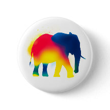 Farbige Spray Paint Elephant Round Button