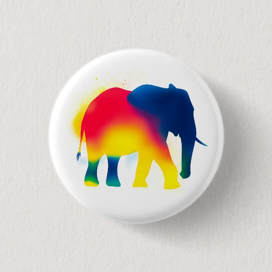 Farbige Spray Paint Elephant Round Button (Vorderseite)