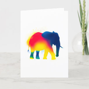 Farbige Spray Paint Elephant Silhouette Karte