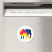 Farbige Spray Paint Elephant Silhouette rund Magnet (In Situ (Geschirrspüler))