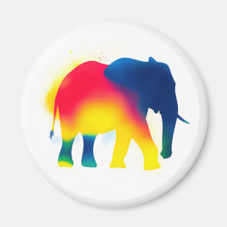Farbige Spray Paint Elephant Silhouette rund Magnet