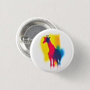 Farbige Spray Paint Giraffe Rundtaste Button