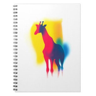 Farbige Spray Paint Giraffe Silhouette Notizblock