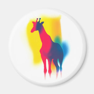 Farbige Spray Paint Giraffe Silhouette rund Magnet