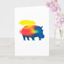 Farbige Spray Paint Hippopotamus Silhouette Card Karte