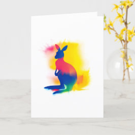 Farbige Spray Paint Kangaroo Silhouette Karte