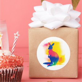 Farbige Spray Paint Kangaroo Silhouette Stickers