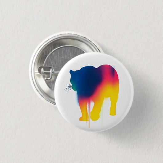 Farbige Spray Paint Leopard Silhouette Button (Vorne & Hinten)
