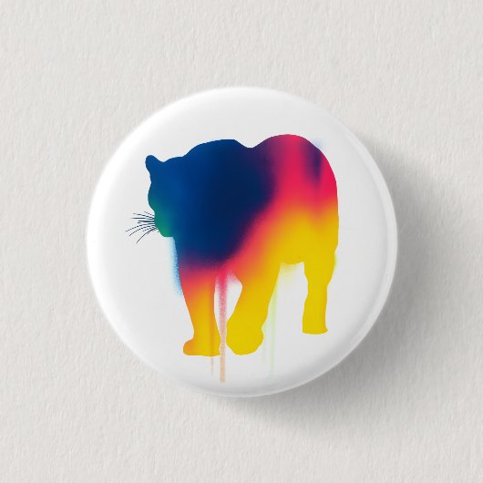 Farbige Spray Paint Leopard Silhouette Button (Vorderseite)