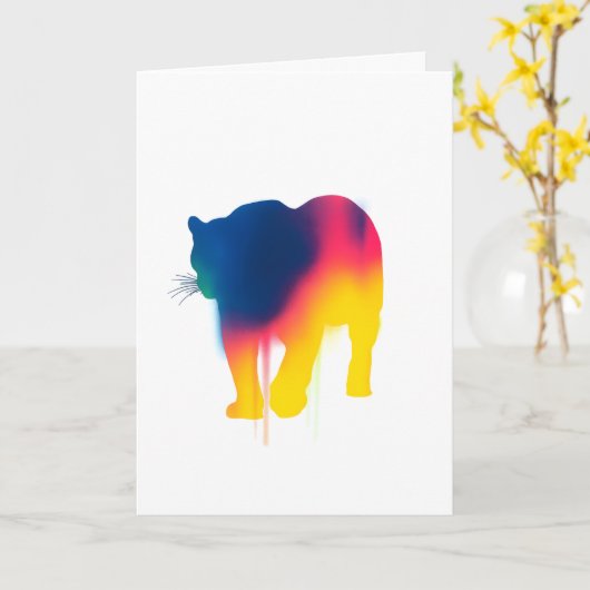 Farbige Spray Paint Leopard Silhouette Card Karte (Gelbe Blume)