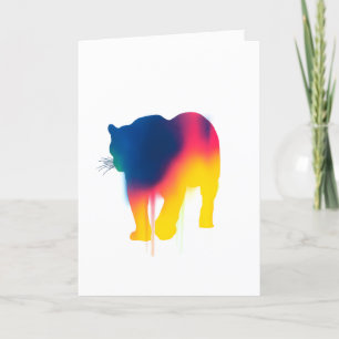 Farbige Spray Paint Leopard Silhouette Card Karte