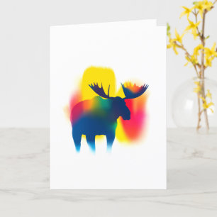 Farbige Spray Paint Moose Silhouette Card Karte