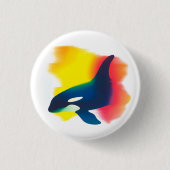 Farbige Spray Paint Orca Silhouette Round Button (Vorderseite)