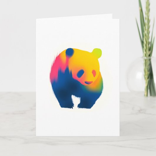 Farbige Spray Paint Panda Silhouette Karte (Vorderseite)