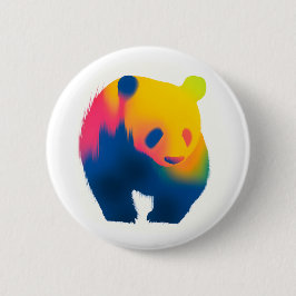 Farbige Spray Paint Panda Silhouette Round Button
