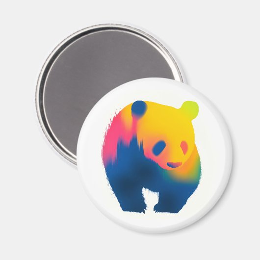 Farbige Spray Paint Panda Silhouette Runde Magnet (Vorderseite/Rückseite)