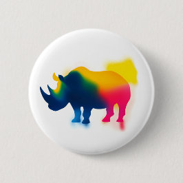 Farbige Spray Paint Rhinoceros Round Button