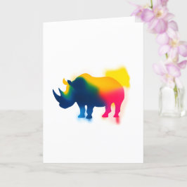 Farbige Spray Paint Rhinoceros Silhouette Karte
