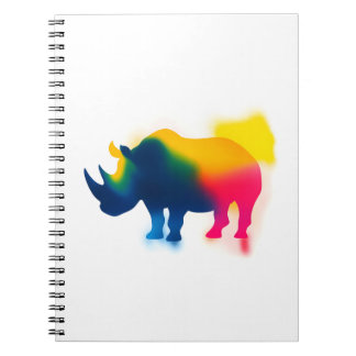 Farbige Spray Paint Rhinoceros Silhouette Notizblock