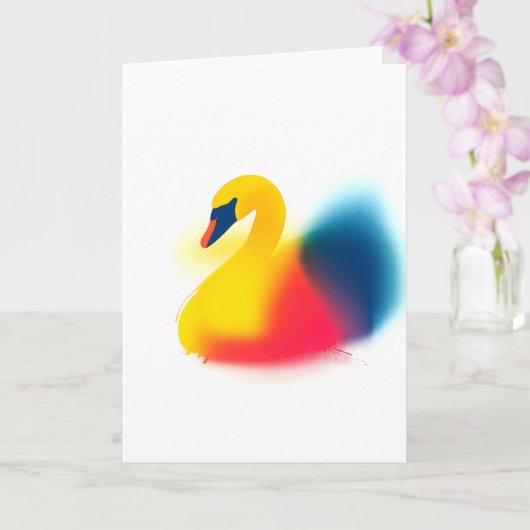 Farbige Spray Paint Swan Silhouette Card Karte (Orchidee)