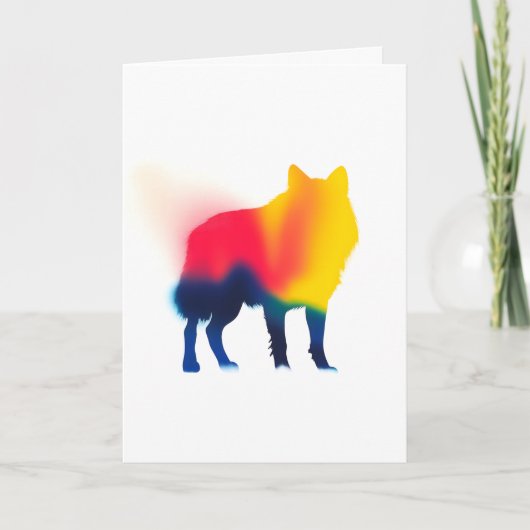 Farbige Spray Paint Wolf Silhouette Karte (Vorderseite)