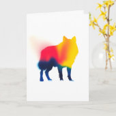 Farbige Spray Paint Wolf Silhouette Karte (Gelbe Blume)