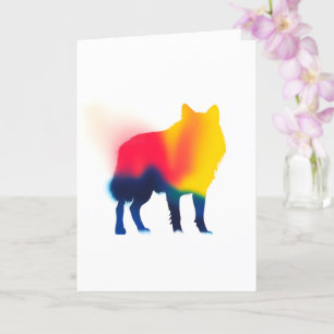 Farbige Spray Paint Wolf Silhouette Karte