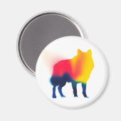 Farbige Spray Paint Wolf Silhouette Runde Magnet (Vorderseite/Rückseite)